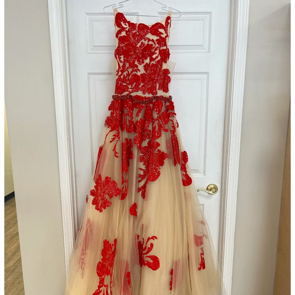 Jovani 4832 Nude/Red SZ: 8